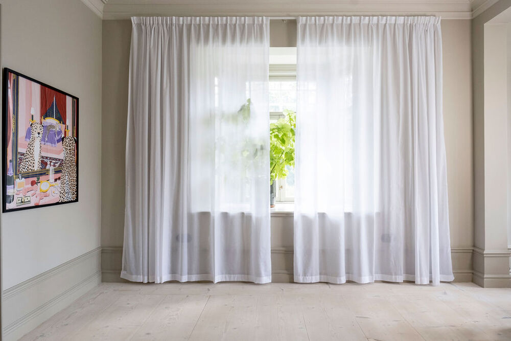 Halvtransparent gardin, 100 %Trevira CS -Nizza Mano Morbida